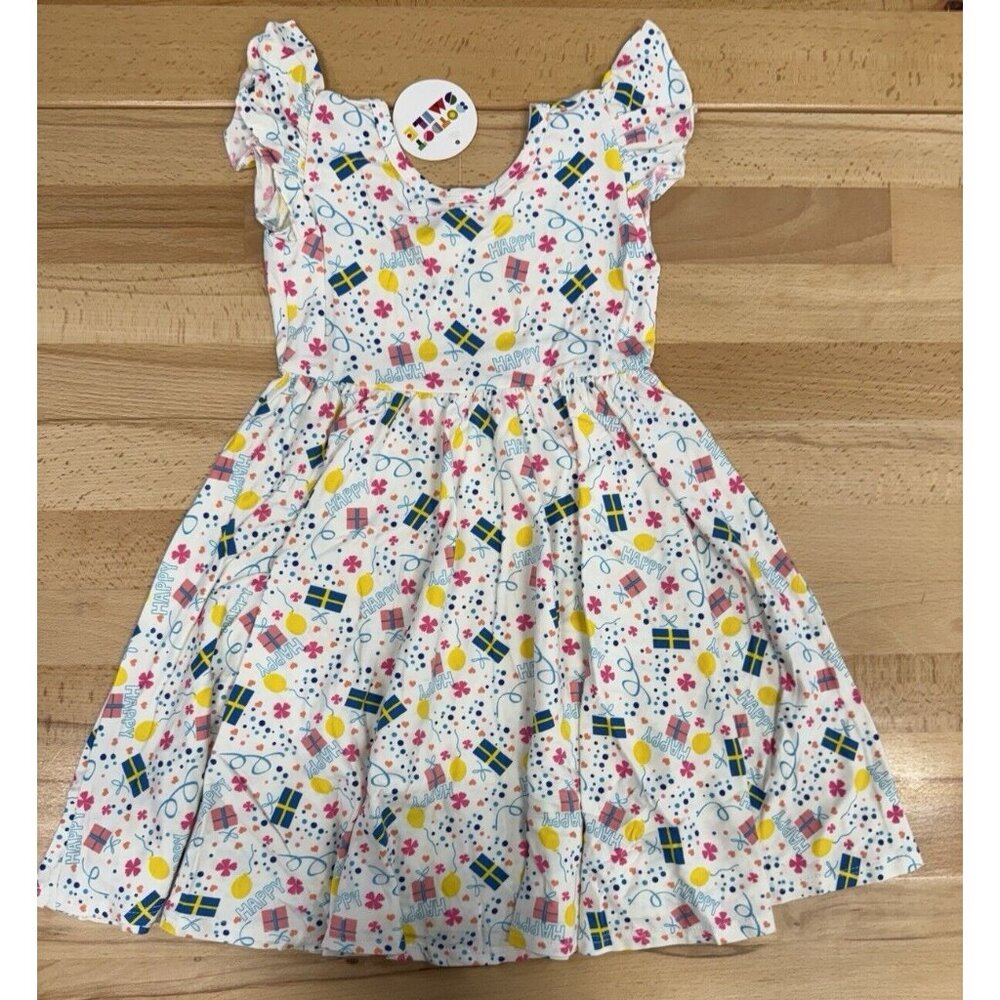 Dot Dot Smile Girl's Empire Waist Dress sz 3-4 Short Sleeve White BIRTHDAY PARTY